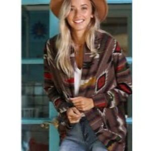 Wanna B Aztec Open Front Cardigan  Size Small